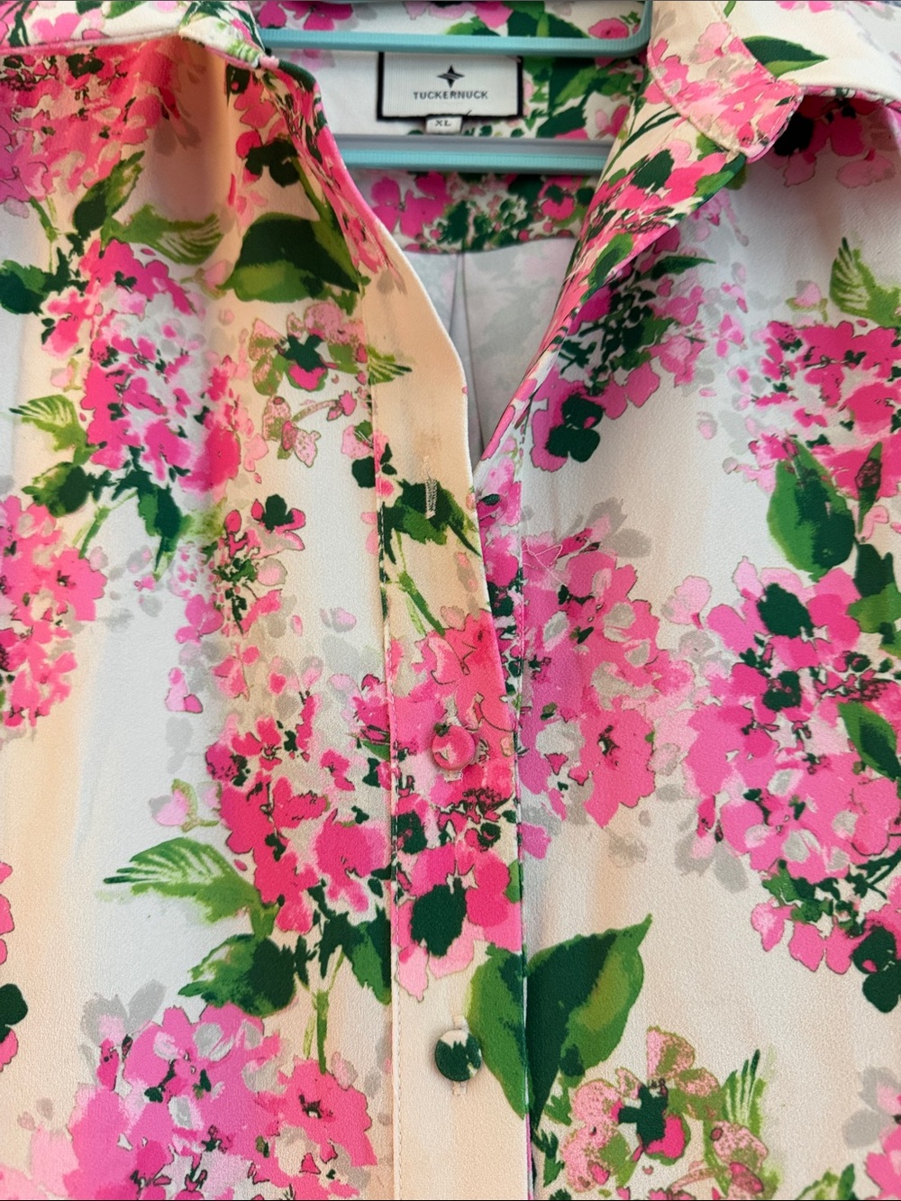 Tuckernuck Pink and Green Floral Button-Front Tunic - Picture 5 of 6